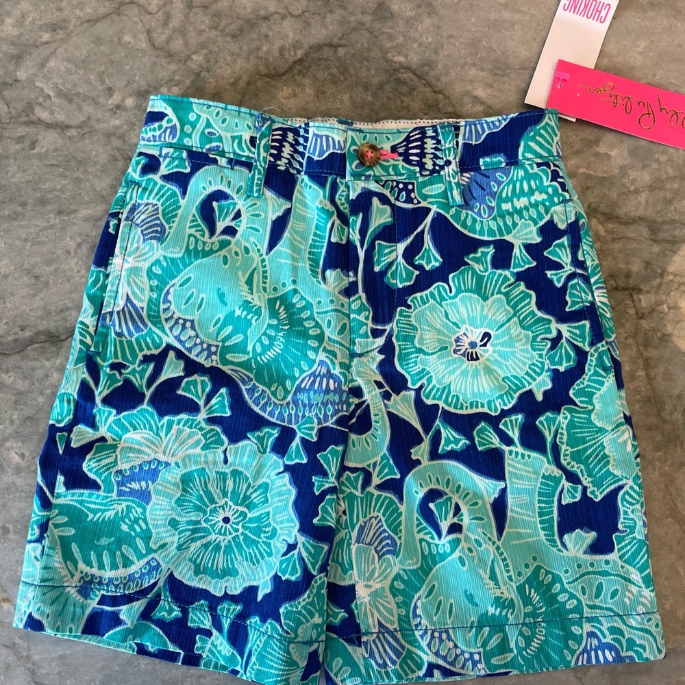 Lily Pulitzer Boys Blue and Green Floral Shorts
